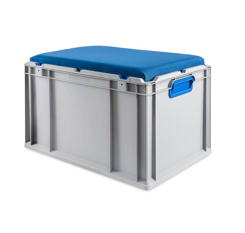 Eurobox, grau-blau, 60 x 40 - SITZbox - CAMP&BIKE