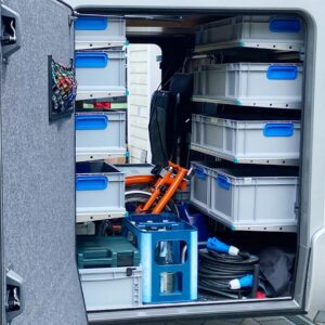 Heckgaraschenausbau Hymer MLT mit bike-holder und youRS Regalsystem