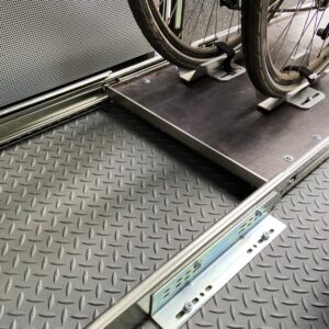 Detailansicht des Edelstahlrahmens des SLIDE-out Heavy Fahrrad-Auszugs