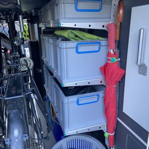 youRS Regalsystem mit Euroboxen in der Mobilvetta KEA Heckgarage